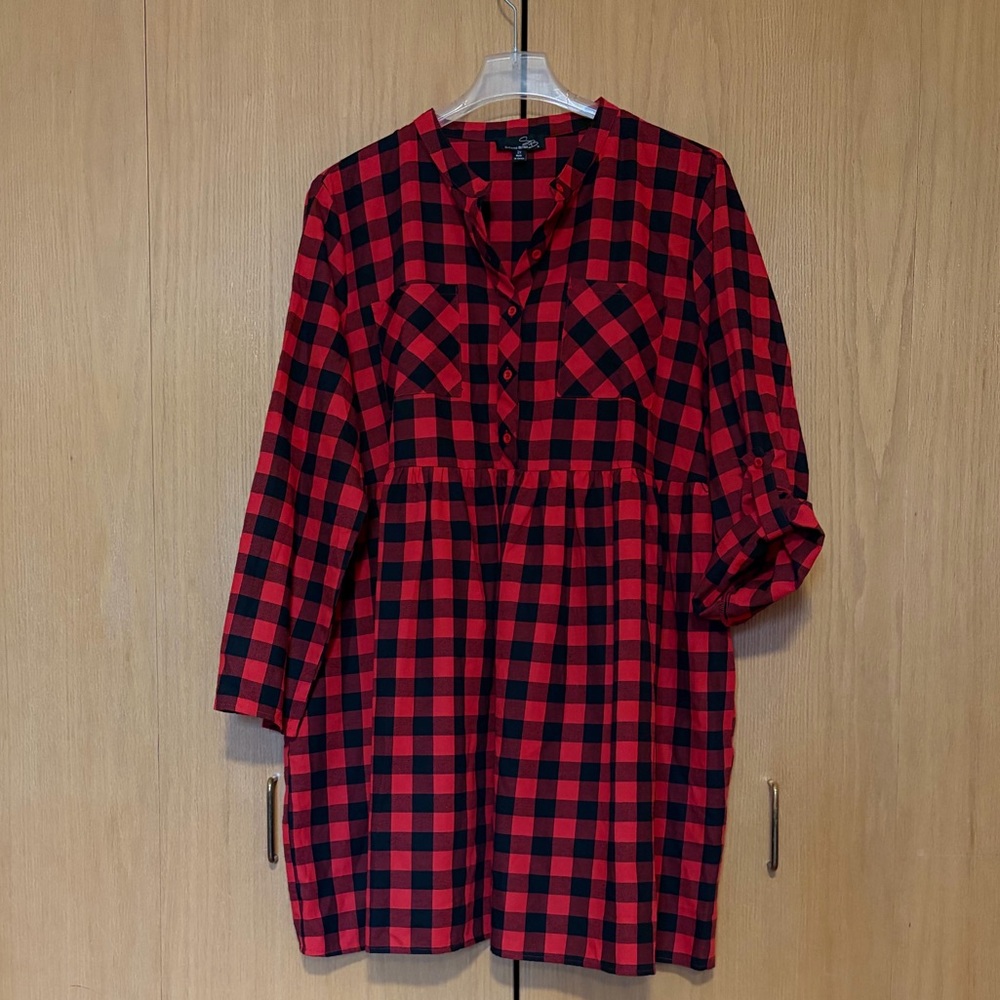 Suzanne Betro Red and Black Checkered Dress